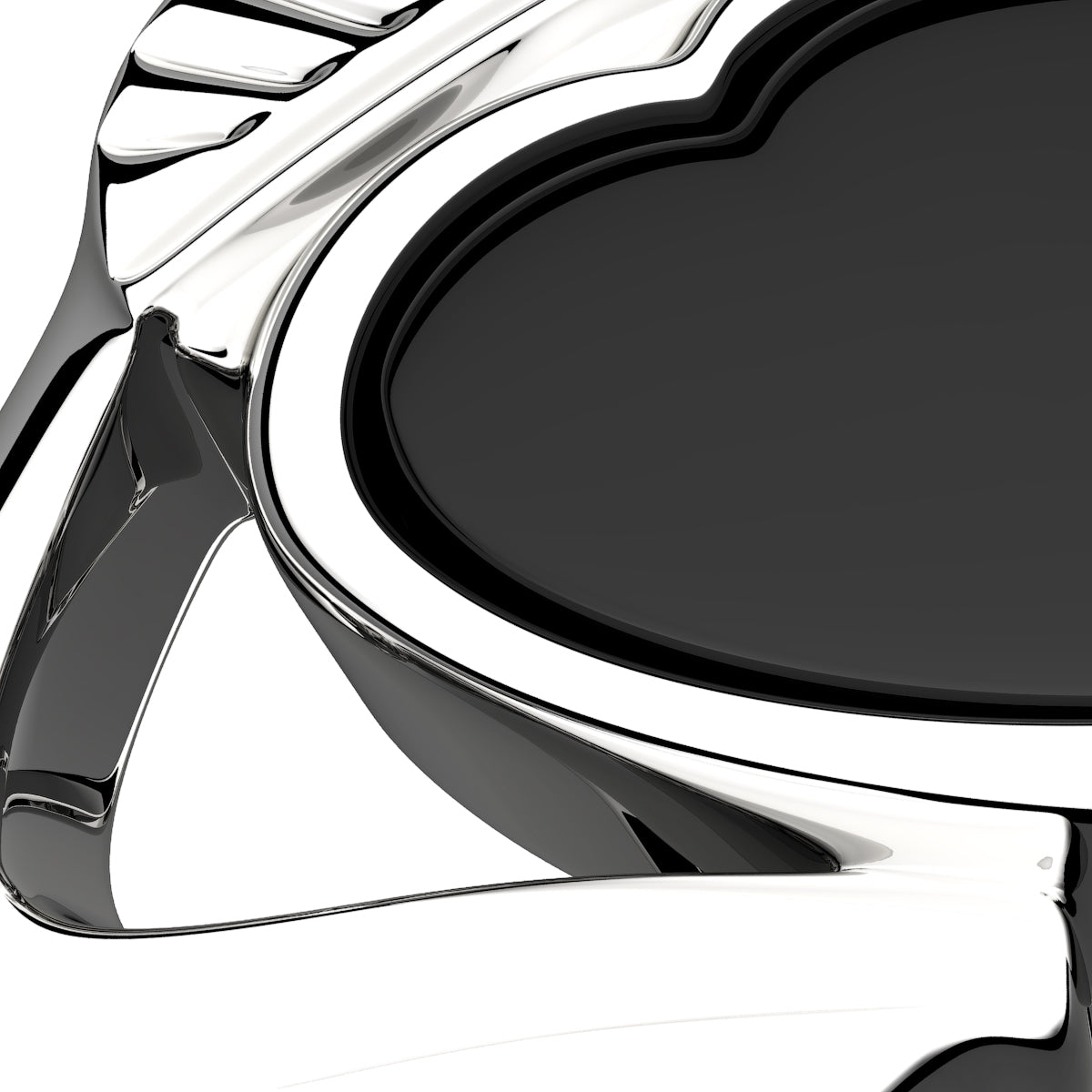 925 Sterling Silver Claddagh Ring with Unusual Black Enamel Heart