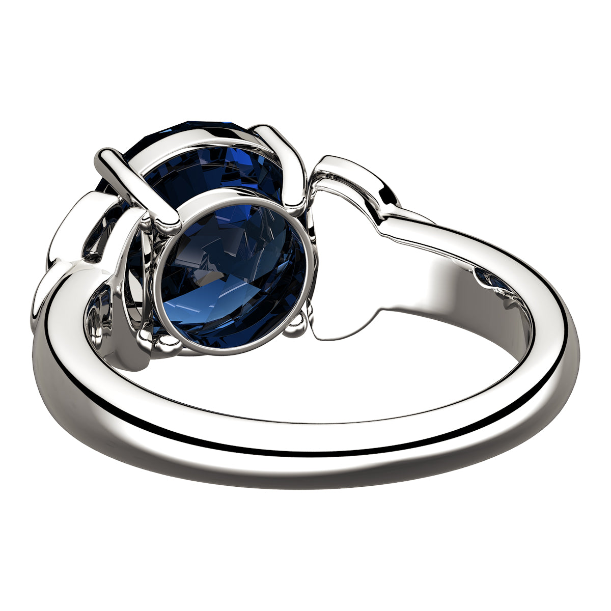 925 Sterling Silver Ring with Large Sapphire Blue CZ Stone and Celtic Trinity Knots