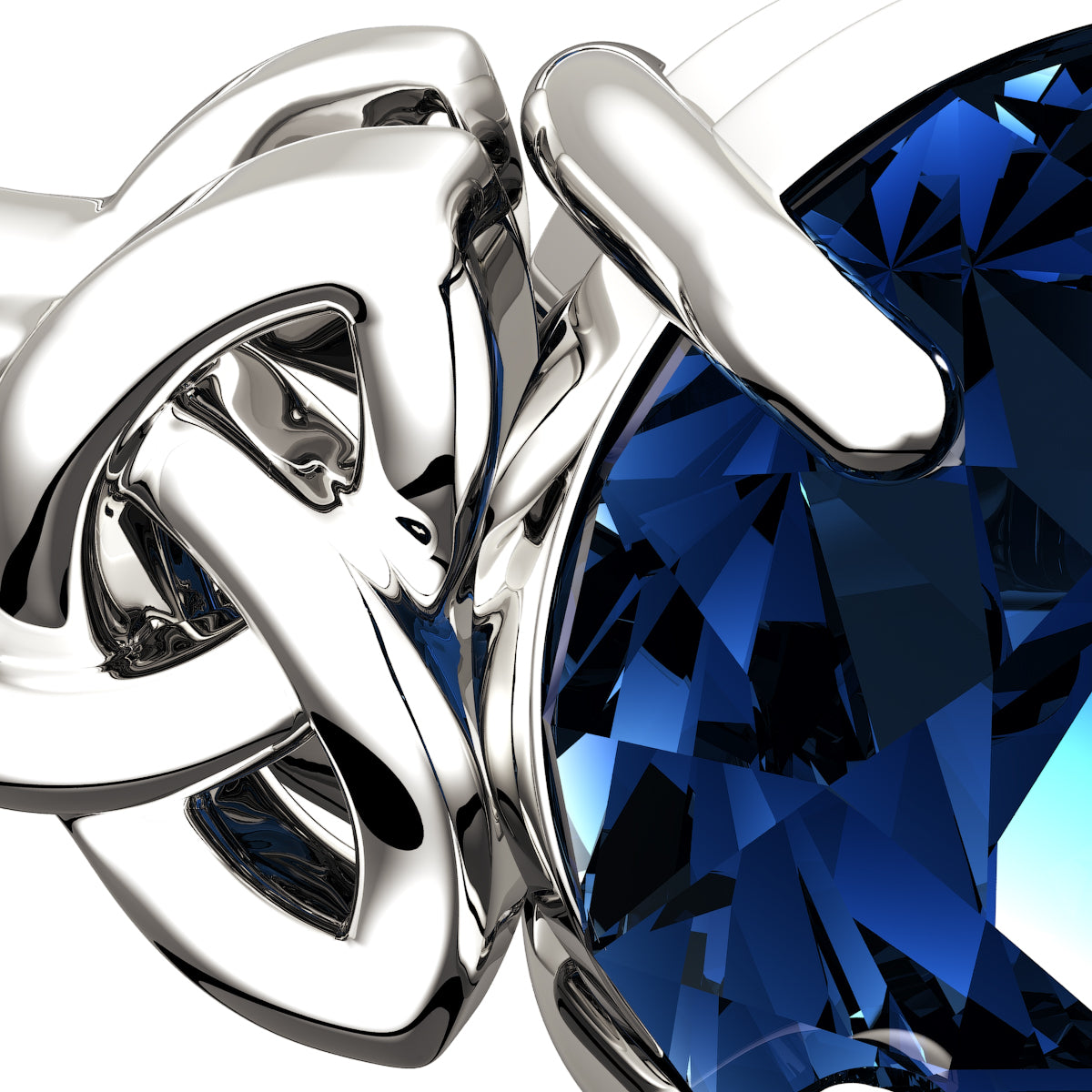 925 Sterling Silver Ring with Large Sapphire Blue CZ Stone and Celtic Trinity Knots