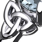 925 Sterling Silver Ring with Large Turquoise Blue CZ Stone and Celtic Trinity Knots