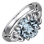 925 Sterling Silver Ring with Large Turquoise Blue CZ Stone and Celtic Trinity Knots