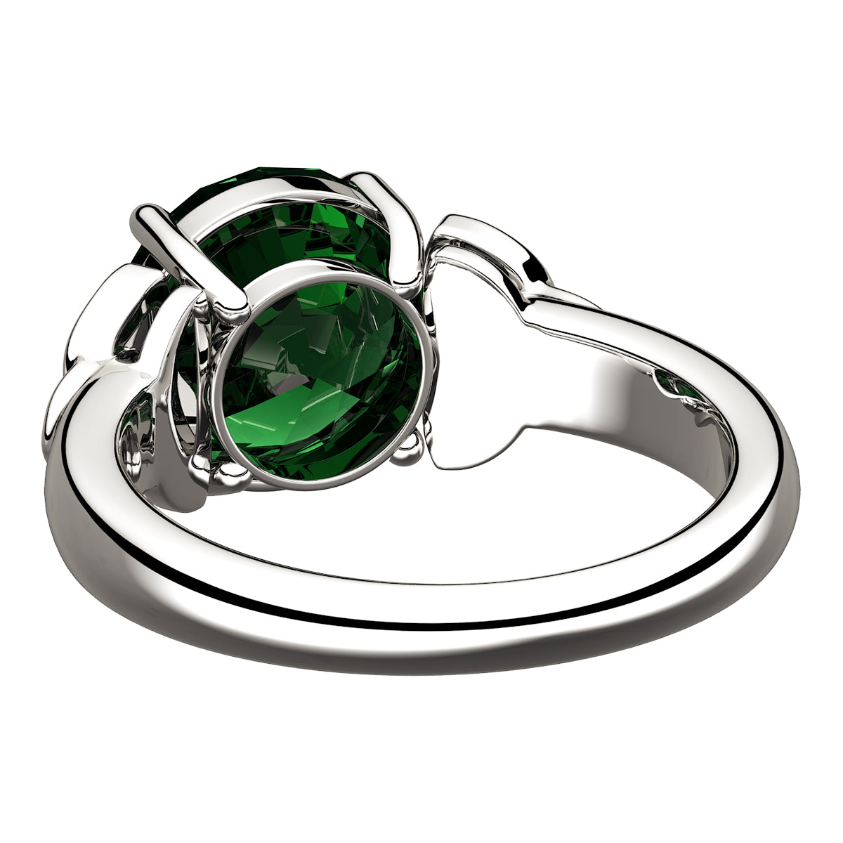 925 Sterling Silver Ring with Large Emerald Green CZ Stone and Celtic Trinity Knots