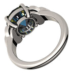 925 Sterling Silver Ring with Large Topaz Rainbow CZ Stone and Celtic Trinity Knots