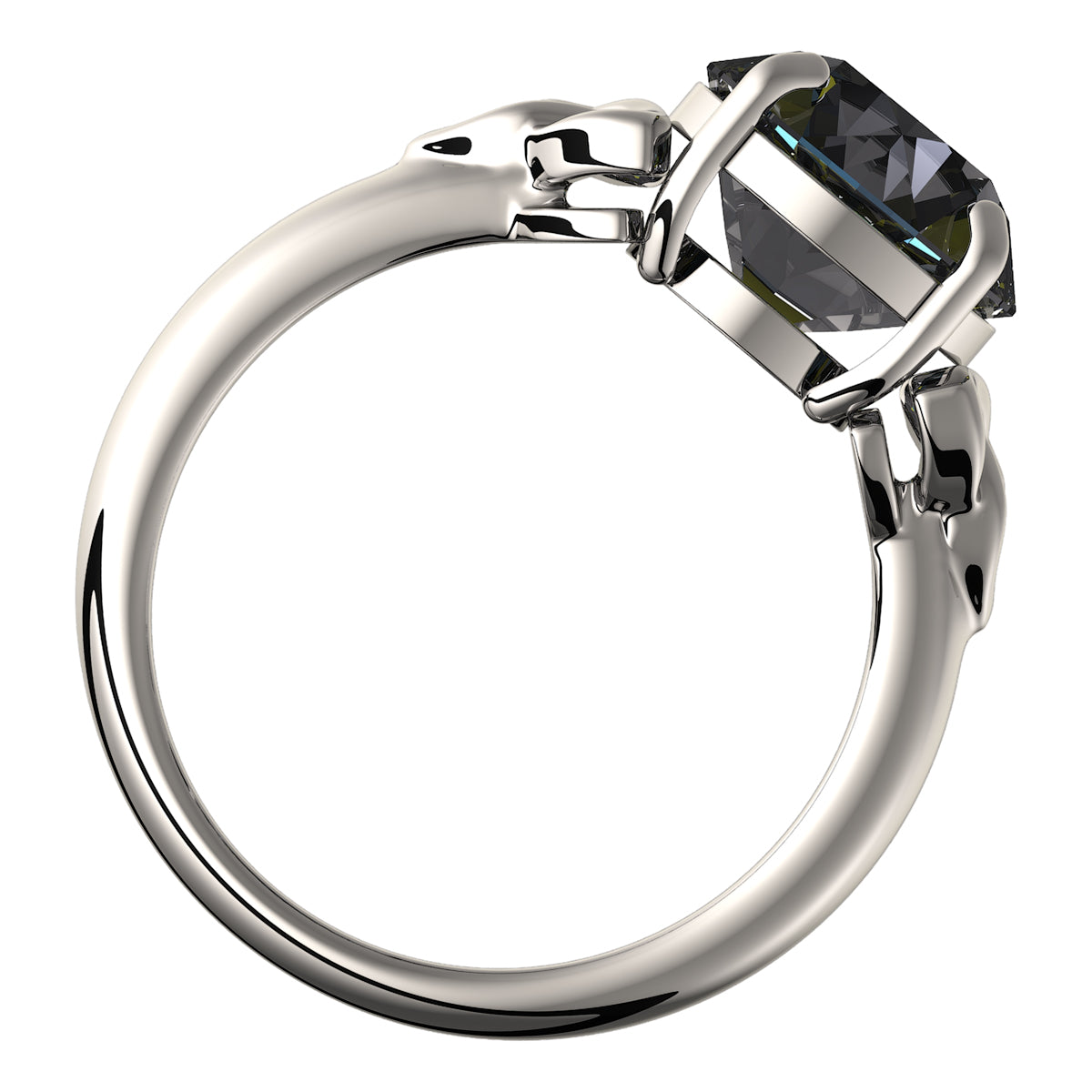 925 Sterling Silver Ring with Large Topaz Rainbow CZ Stone and Celtic Trinity Knots