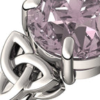 925 Sterling Silver Ring with Large Sapphire Pink CZ Stone and Celtic Trinity Knots