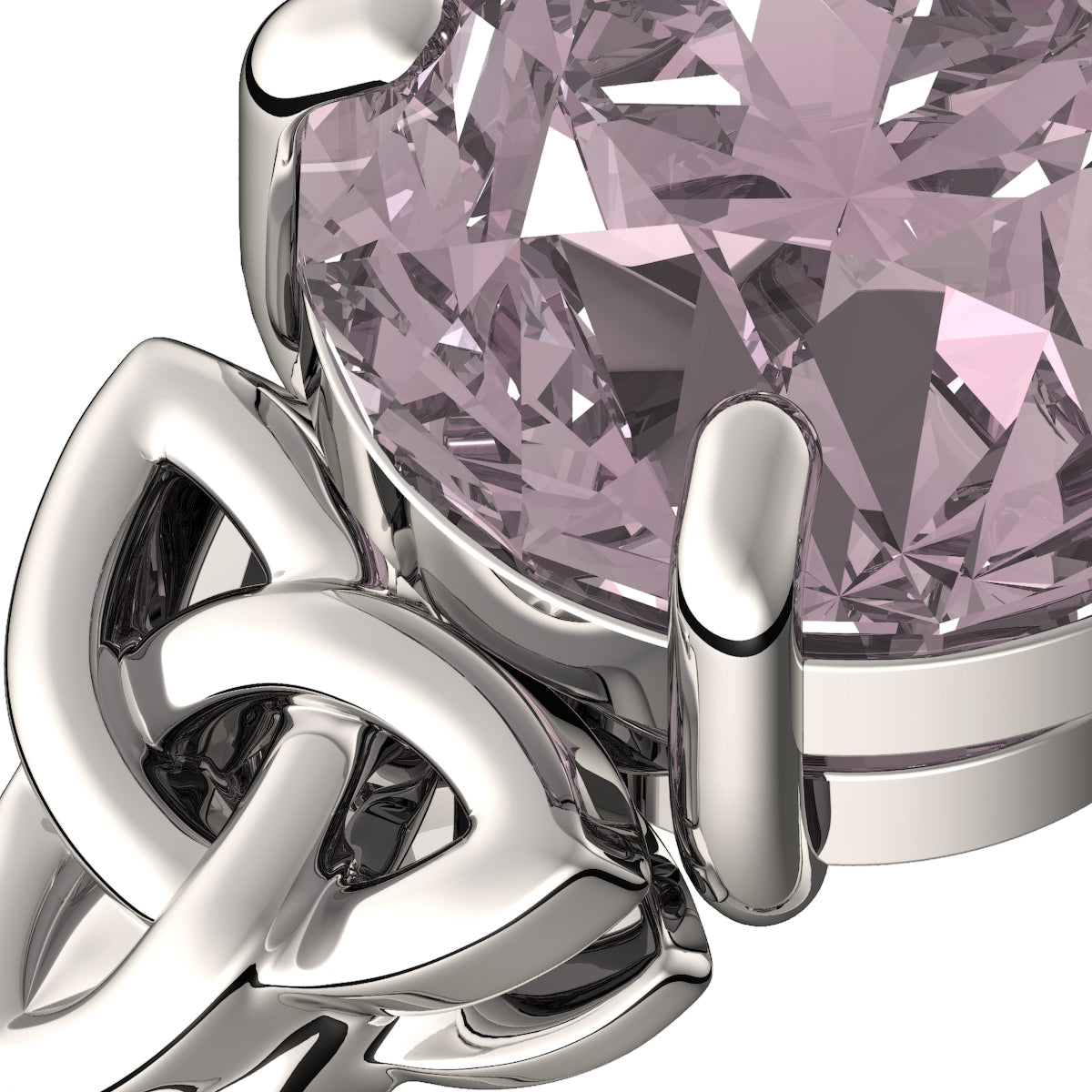 925 Sterling Silver Ring with Large Sapphire Pink CZ Stone and Celtic Trinity Knots