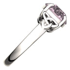 925 Sterling Silver Ring with Large Sapphire Pink CZ Stone and Celtic Trinity Knots
