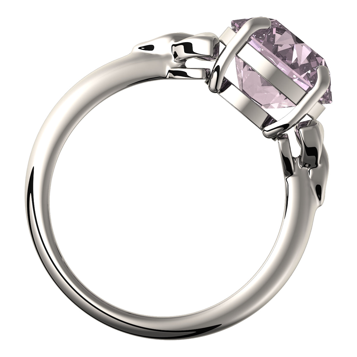 925 Sterling Silver Ring with Large Sapphire Pink CZ Stone and Celtic Trinity Knots