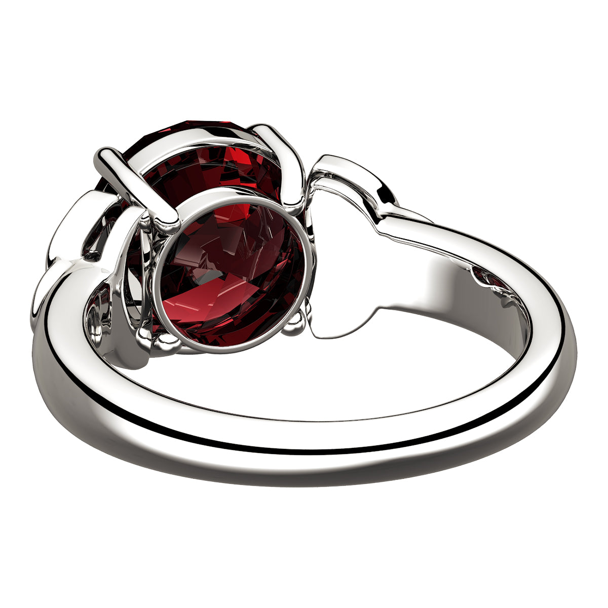 925 Sterling Silver Ring with Large Ruby Red CZ Stone and Celtic Trinity Knots