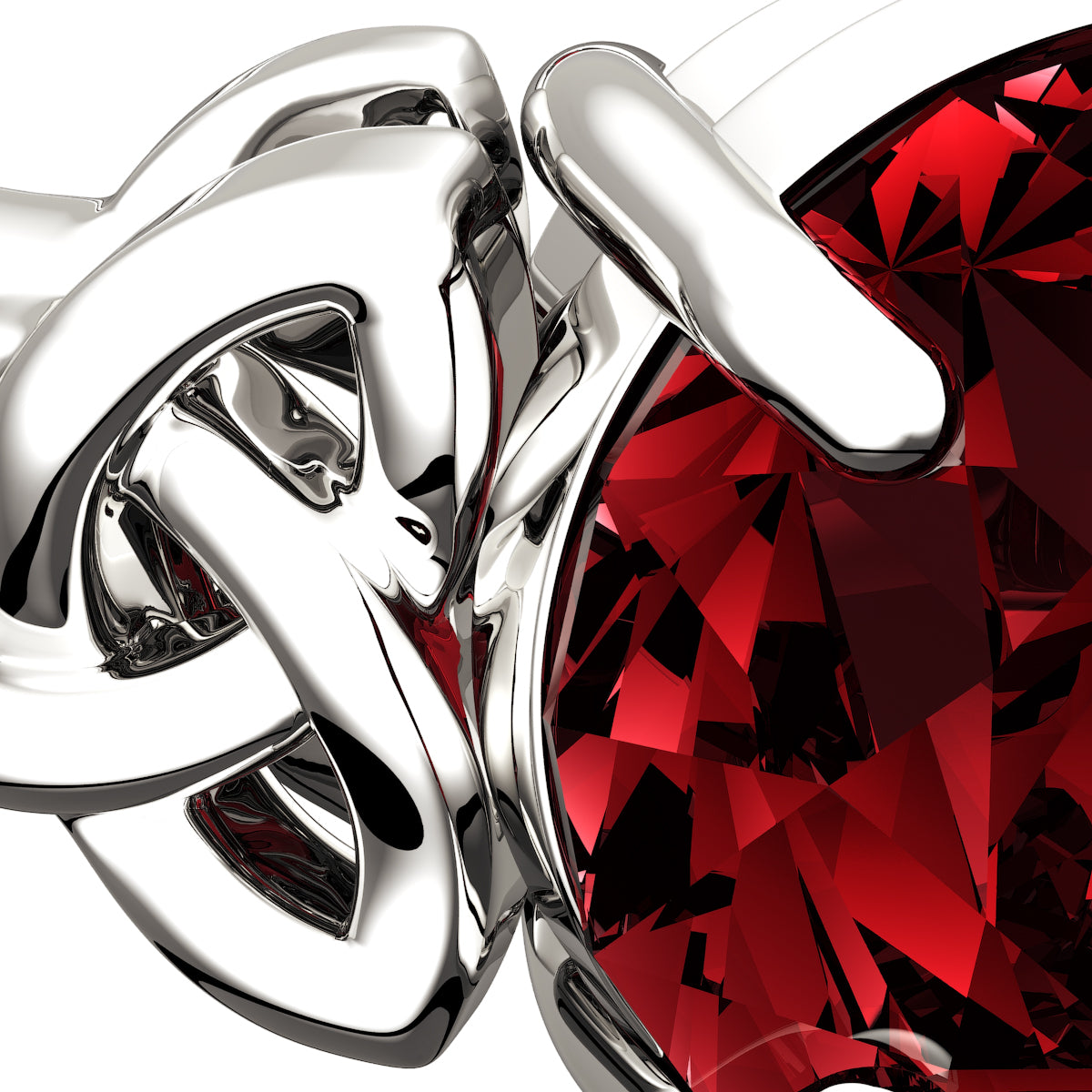 925 Sterling Silver Ring with Large Ruby Red CZ Stone and Celtic Trinity Knots