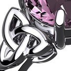 925 Sterling Silver Ring with Large Amethyst Color CZ Stone and Celtic Trinity Knots