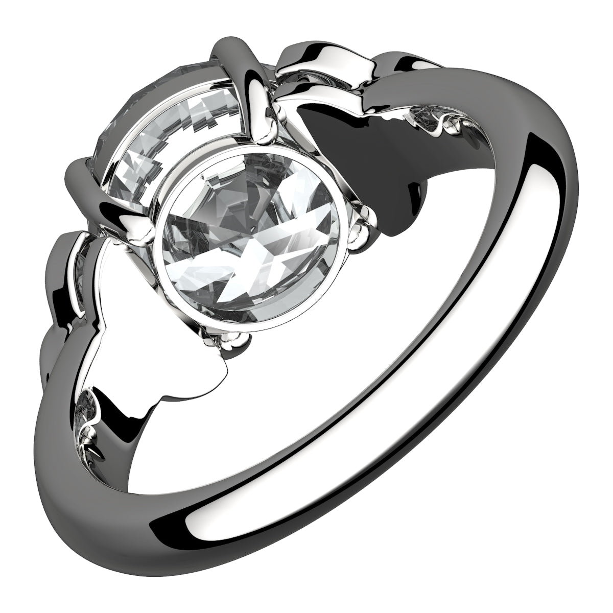 925 Sterling Silver Ring with Large CZ Stone and Celtic Trinity Knots