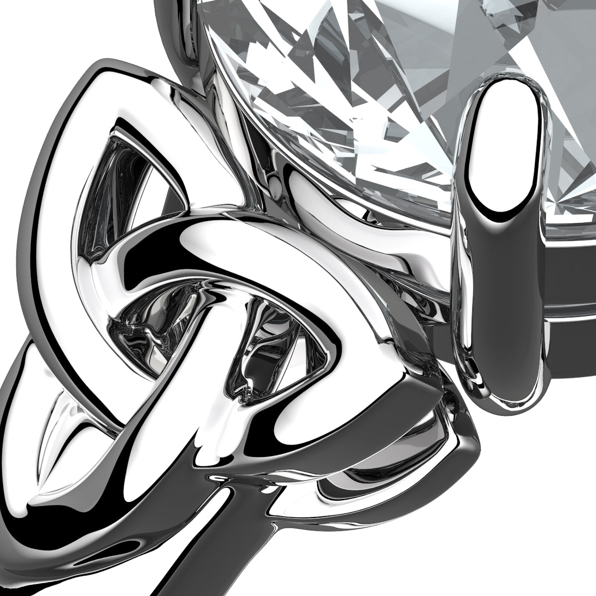 925 Sterling Silver Ring with Large CZ Stone and Celtic Trinity Knots