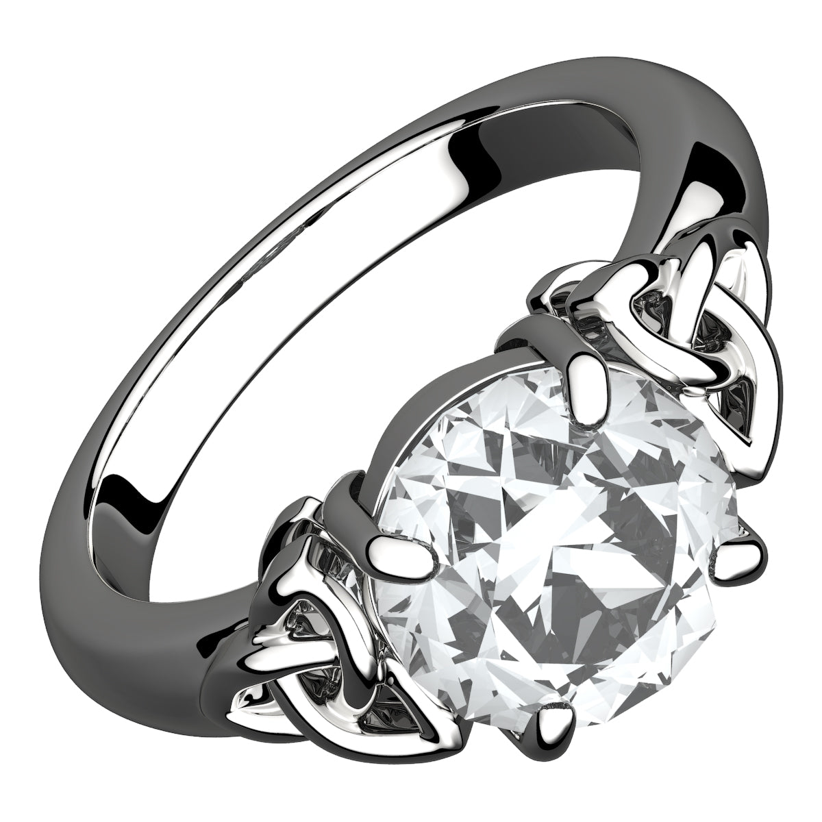 925 Sterling Silver Ring with Large CZ Stone and Celtic Trinity Knots