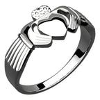 925 Sterling Silver Claddagh Ring Heart, Hands and Crown