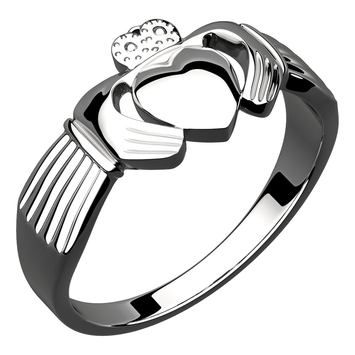 925 Sterling Silver Claddagh Ring Heart, Hands and Crown