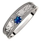 925 Sterling Silver Claddagh Ring with Heart Shaped Sapphire Blue Cubic Zirconia