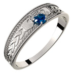 925 Sterling Silver Claddagh Ring with Heart Shaped Sapphire Blue Cubic Zirconia