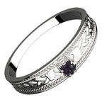 925 Sterling Silver Claddagh Ring with Heart Shaped Amethyst Purple Cubic Zirconia