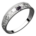 925 Sterling Silver Claddagh Ring with Heart Shaped Amethyst Purple Cubic Zirconia