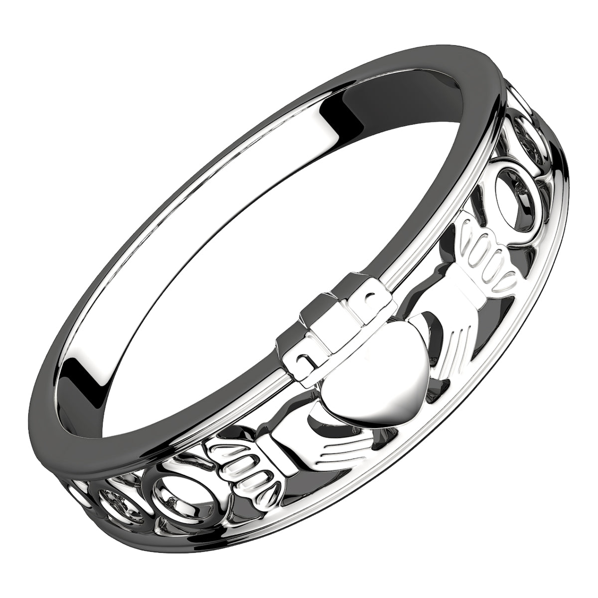 925 Sterling Silver Half Covered Claddagh Ring