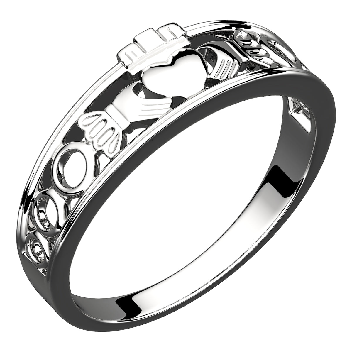 925 Sterling Silver Half Covered Claddagh Ring