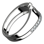 925 Sterling Silver Double Ring Featuring Heart Symbolic Crown and Crystals