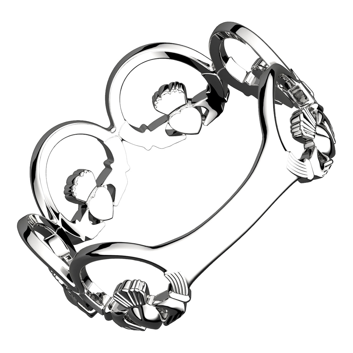 925 Sterling Silver Ring Chain of Claddaghs