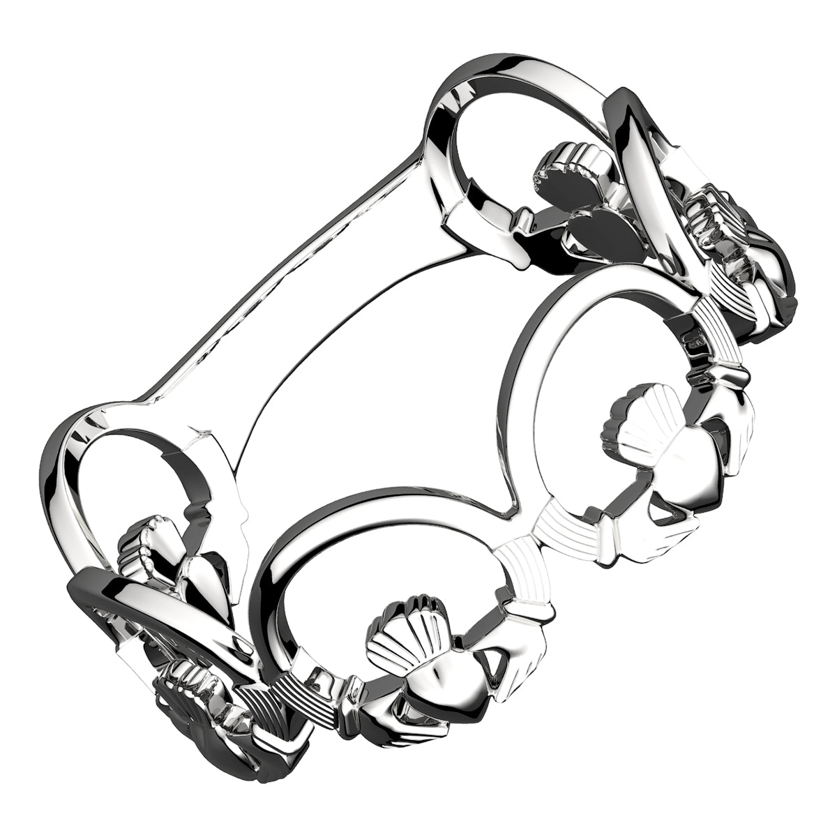925 Sterling Silver Ring Chain of Claddaghs