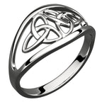 925 Sterling Silver Ring with Celtic Triquetra Cross of Doubled Trinity Knot