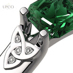 Celtic Ring with Emerald Green Zircon Square Stone and Trinity Knots Sparkling with Crystals UPCO Jewelry