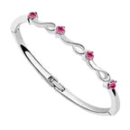 Sterling Silver Coated Cuff Bracelet with 4 Round Stones in a Wavy Design