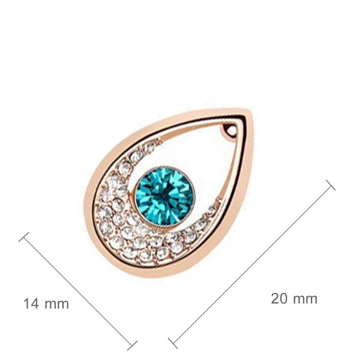 18K Yellow Gold Coated Water Drop Earrings Round Stone with Crystals