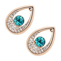 18K Yellow Gold Coated Water Drop Earrings Round Stone with Crystals