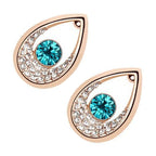 18K Yellow Gold Coated Water Drop Earrings Round Stone with Crystals