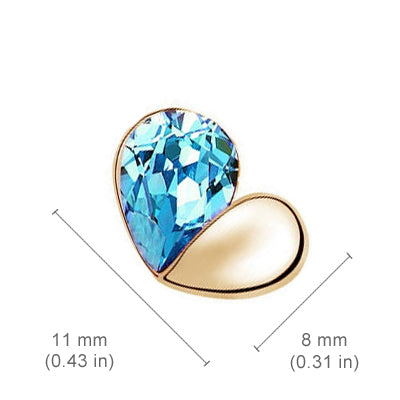 18K Rose Gold Coated Fashion Stud Earrings Love Heart with Teardrop Crystal Element