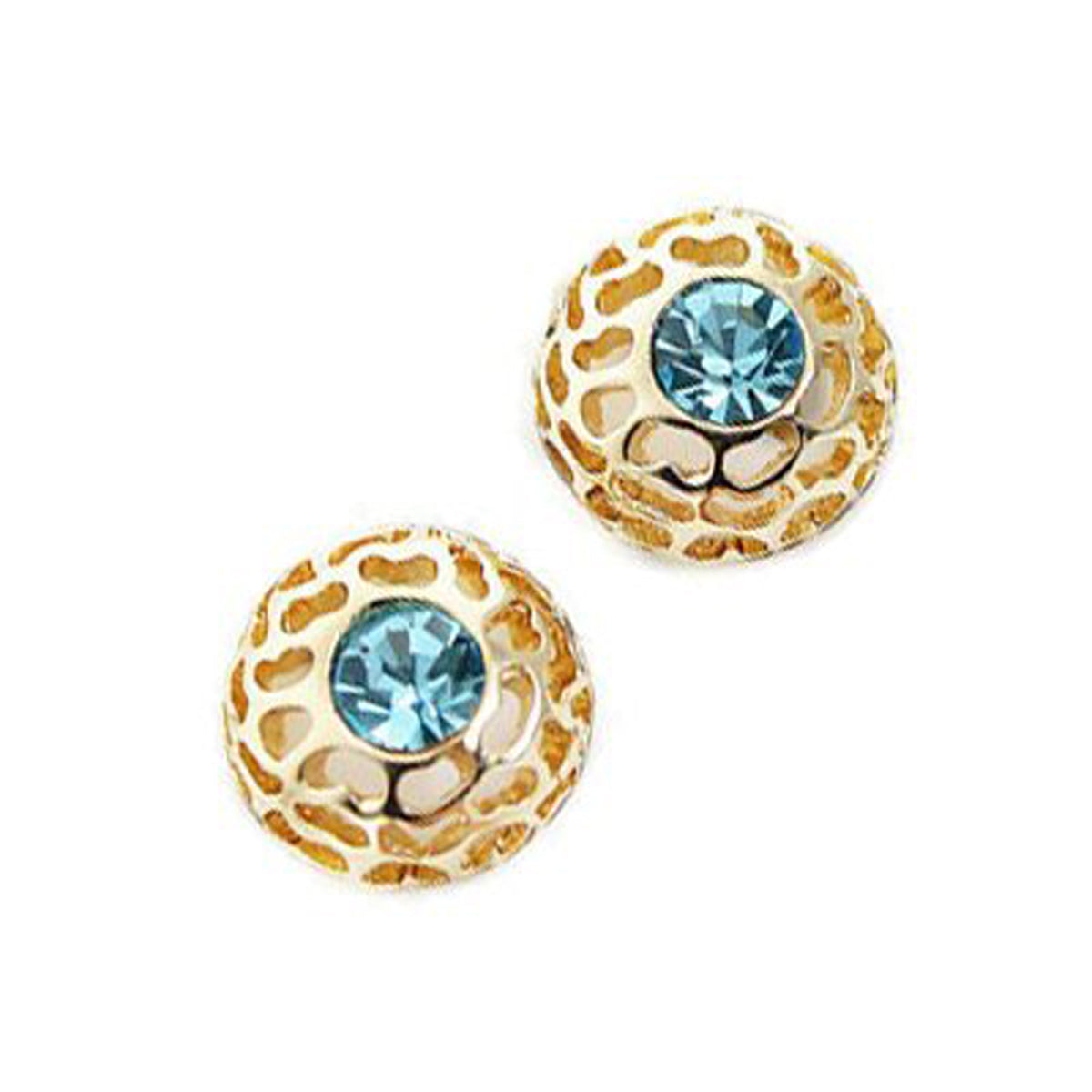 18K Rose Gold Coated Fashion Round Stud Earrings Filigree Stone with Pave Set Crystal Element