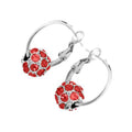 18K White Gold Coated, Coloured Crystal Ball with Pave Set Elements, Fashion Round Hoop Earrings, 25mm Diameter