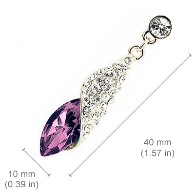 18K White Gold Coated Fashion Dangle Drop Stud Earrings with Teardrop Crystal Surrounded by Clear Pave Set Elements