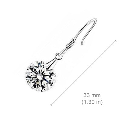 18K White Gold Coated Fashion Dangle Drop Earrings with Round CZ Diamond Crystal