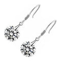 18K White Gold Coated Fashion Dangle Drop Earrings with Round CZ Diamond Crystal