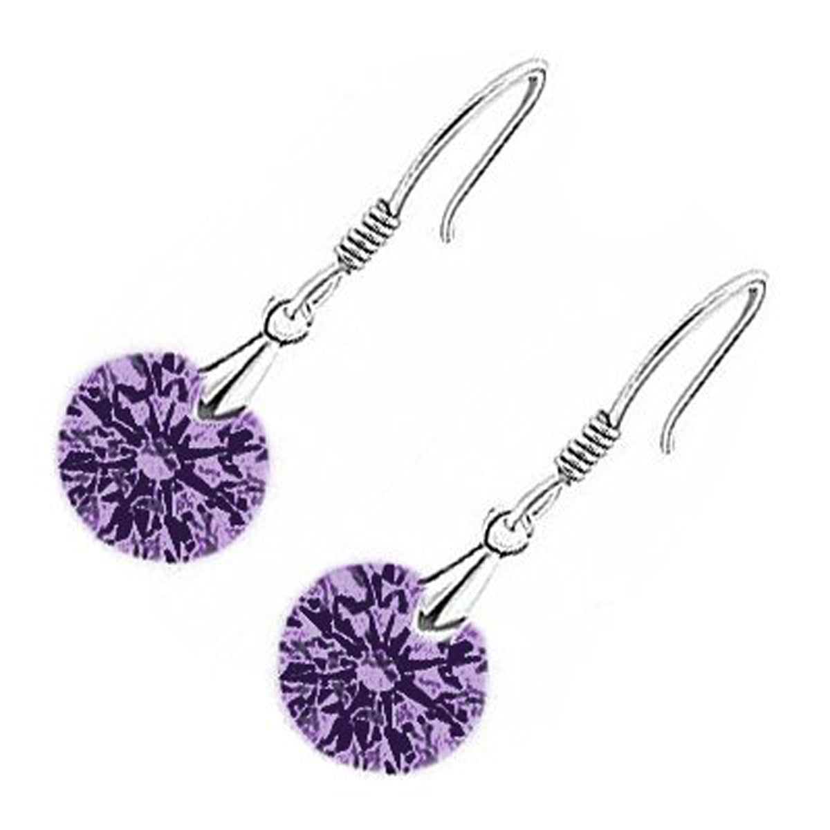 18K White Gold Coated Fashion Dangle Drop Earrings with Round CZ Diamond Crystal