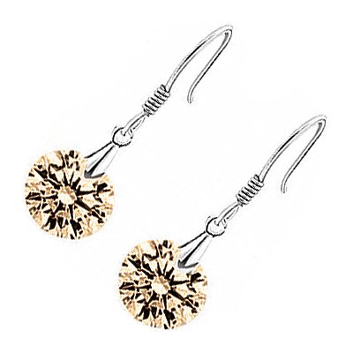 18K White Gold Coated Fashion Dangle Drop Earrings with Round CZ Diamond Crystal