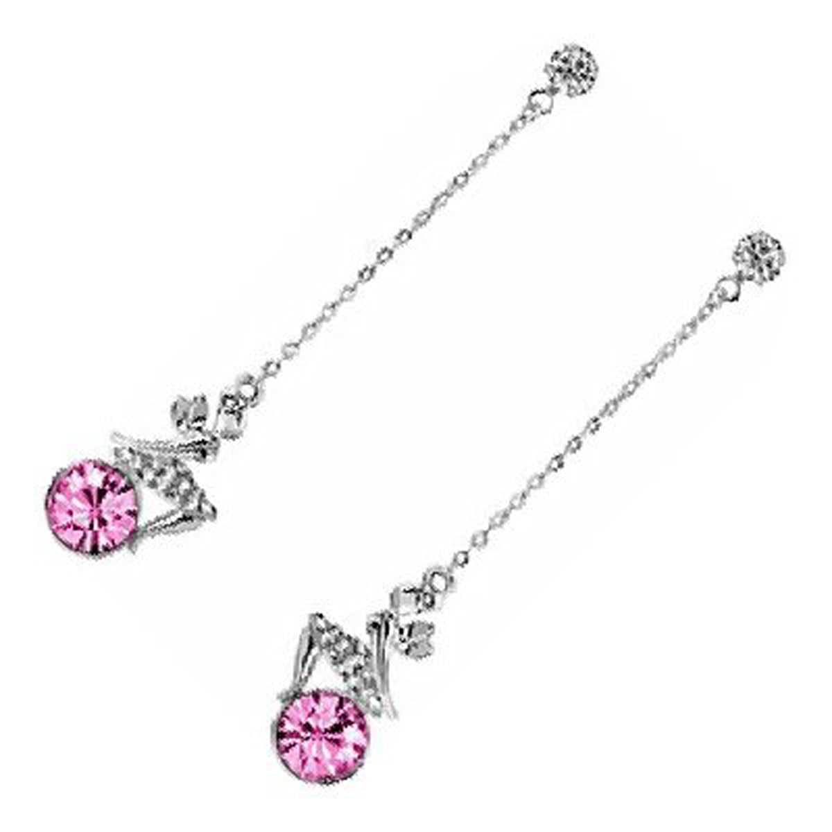 18K White Gold Coated Fashion Dangle Drop Stud Earrings with Angel Wings featuring and Clear White Crystal Elements