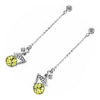 18K White Gold Coated Fashion Dangle Drop Stud Earrings with Angel Wings featuring and Clear White Crystal Elements