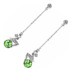 18K White Gold Coated Fashion Dangle Drop Stud Earrings with Angel Wings featuring and Clear White Crystal Elements