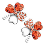 Sterling Silver Coated Earrings 4 Heart Shaped Leaves Clover with Stones