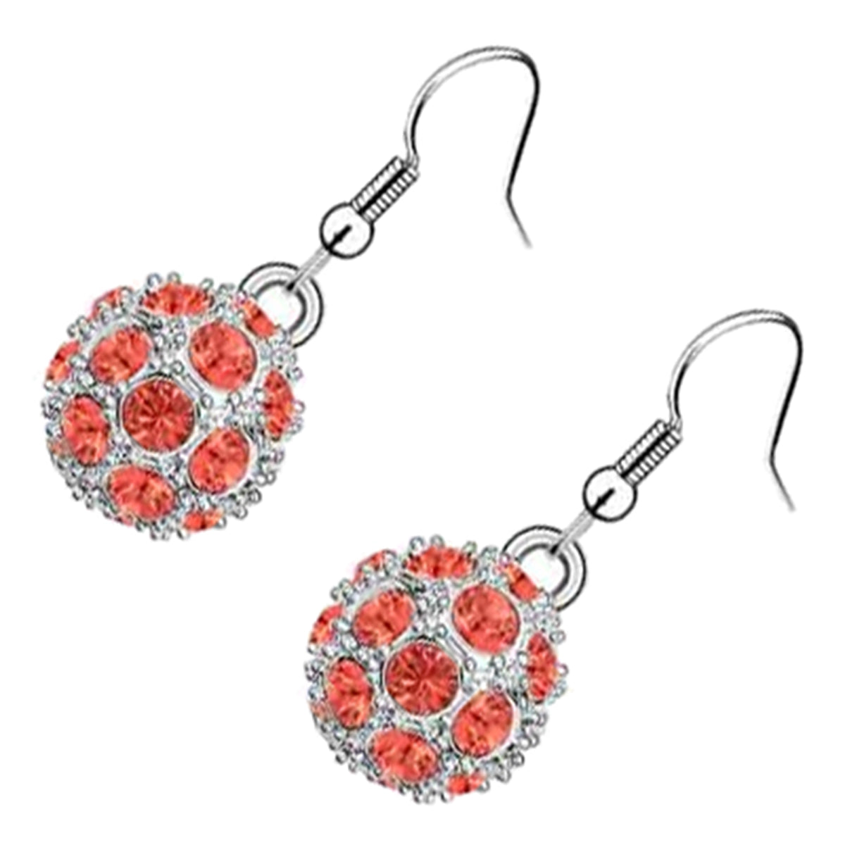 Sterling Silver Coated Earrings Crystal-Covered Ball Drops