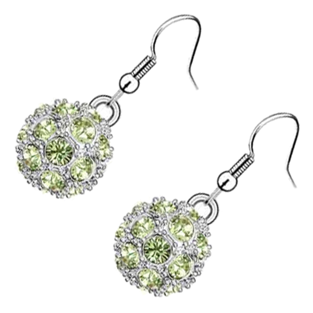 Sterling Silver Coated Earrings Crystal-Covered Ball Drops