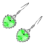 Sterling Silver Coated Earrings Heart-Shaped Stone Surrounded by Crystals